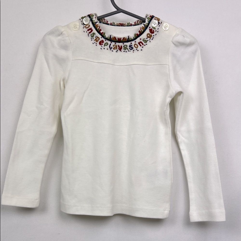 Replay &Sons ivory long sleeve knit top with embroidery size 24m NWOT